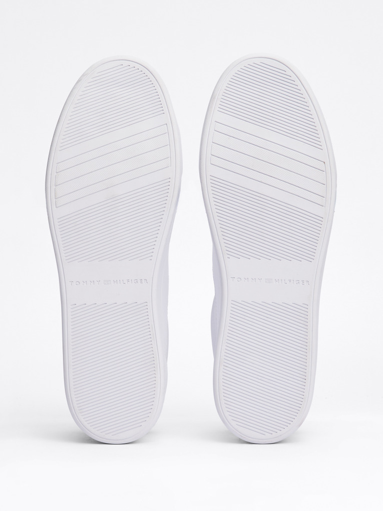 White Essential Leather Court Trainers  Women