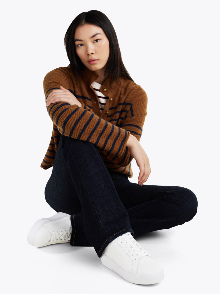 White Leather Flatform Court Trainers  Women