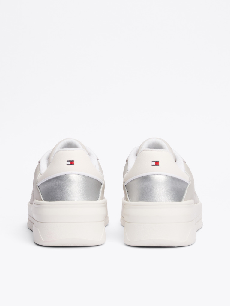 Grey Metallic Panel Basketball Trainers  Women