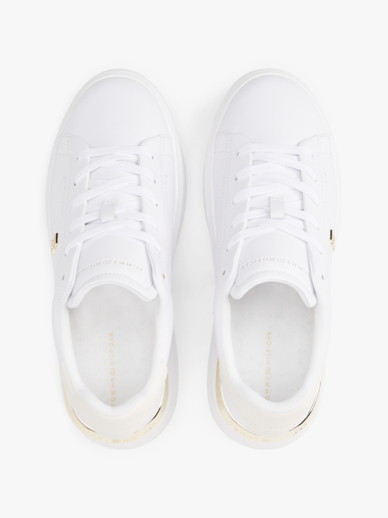 White Leather TH Monogram Court Trainers  Women