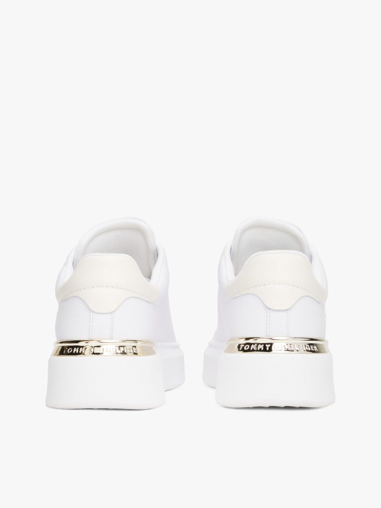 White Leather TH Monogram Court Trainers  Women