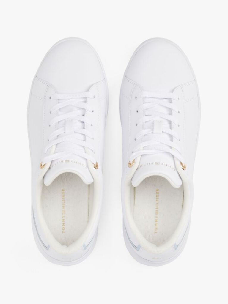 White Leather Court Trainers  Women