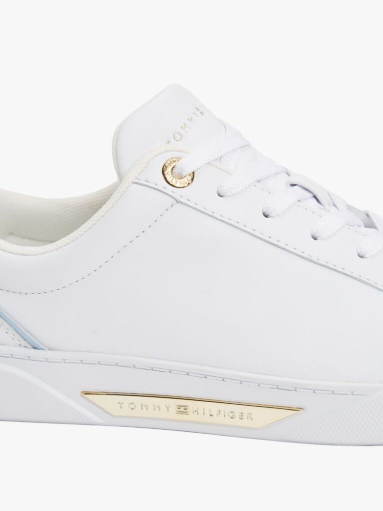 White Leather Court Trainers  Women