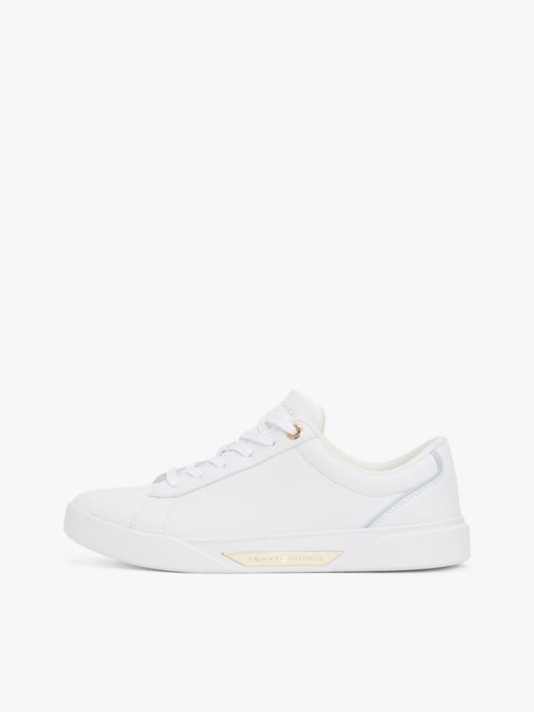 White Leather Court Trainers  Women