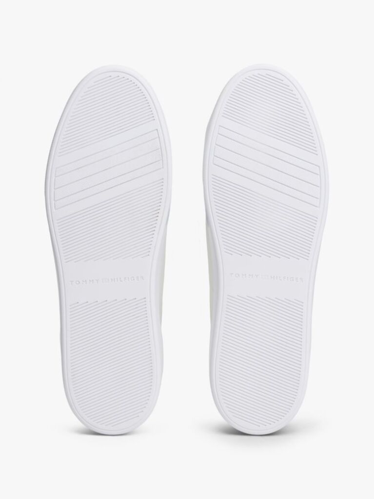 White Leather Platform Court Trainers  Women