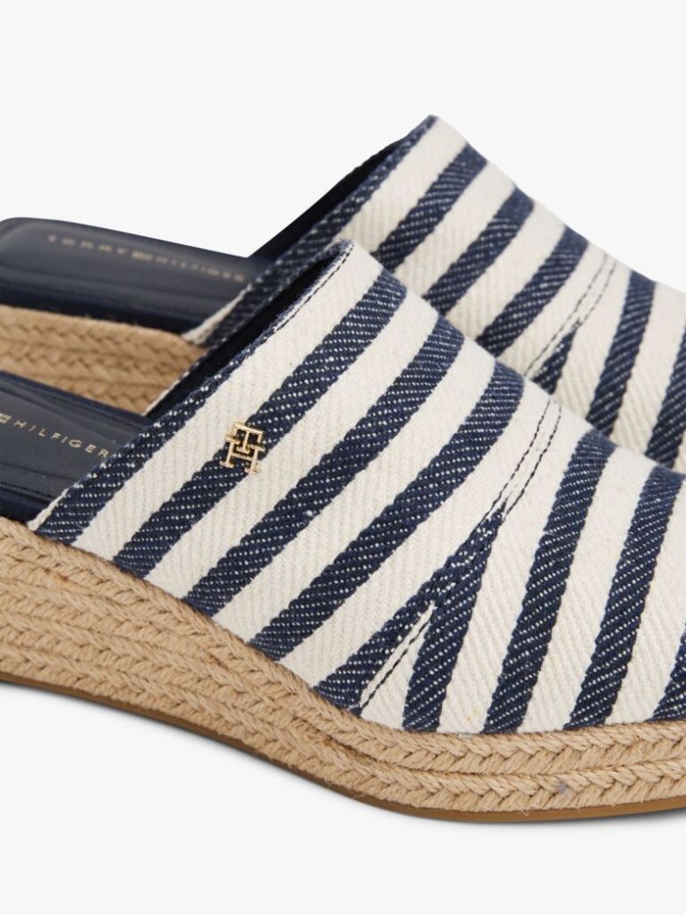 Multi Stripe Espadrille Wedge Mules  Women