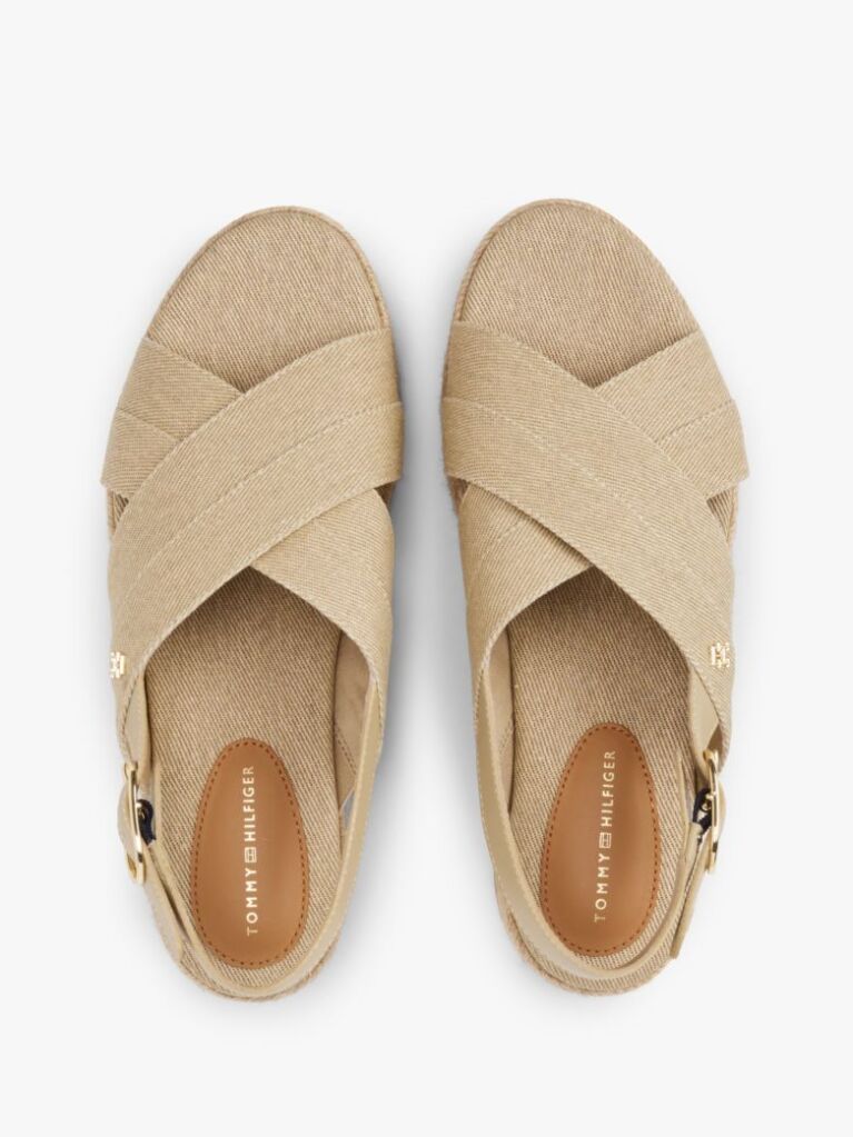 Beige Denim Espadrille Platform Sandals  Women