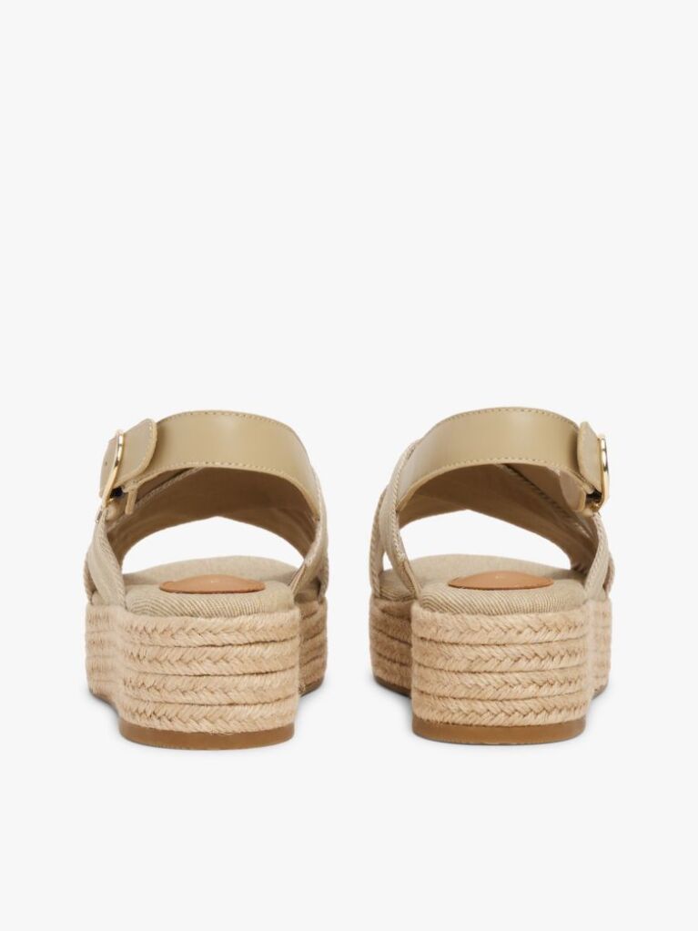 Beige Denim Espadrille Platform Sandals  Women