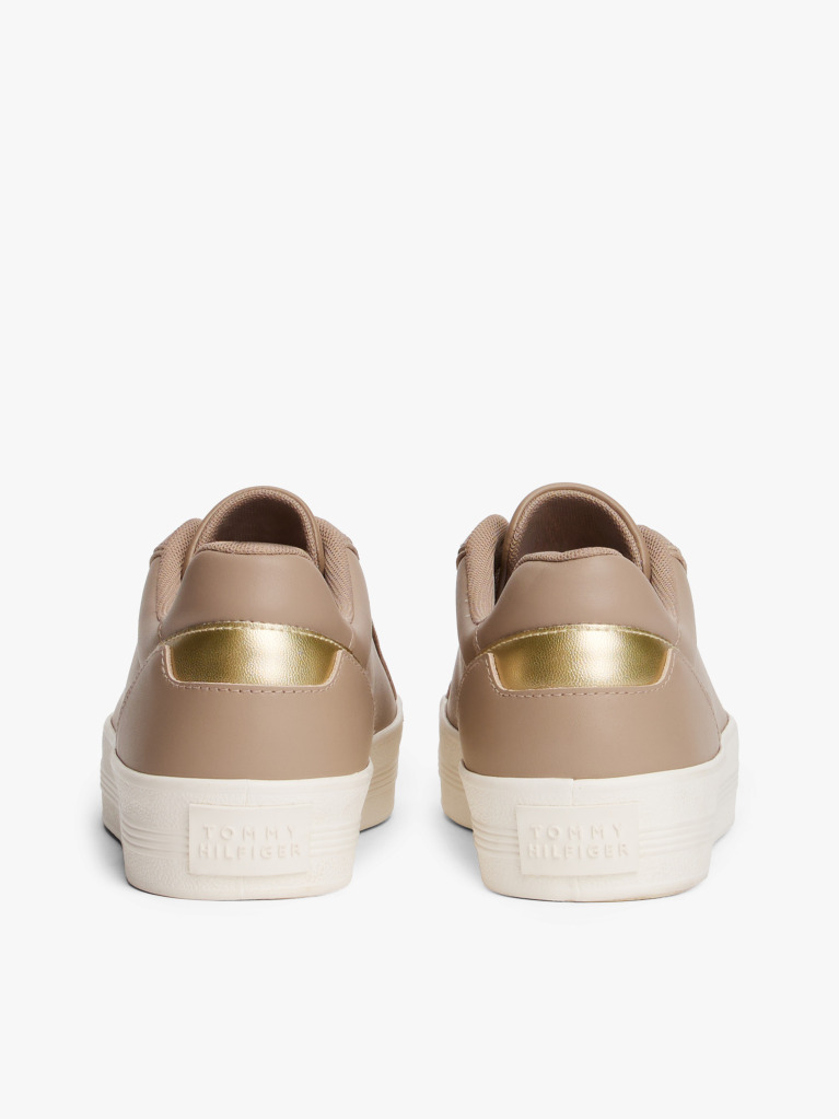 Beige Leather Chunky Sole Trainers  Women