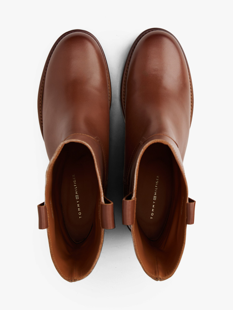 Brown Leather Block Heel Riding Boots  Women