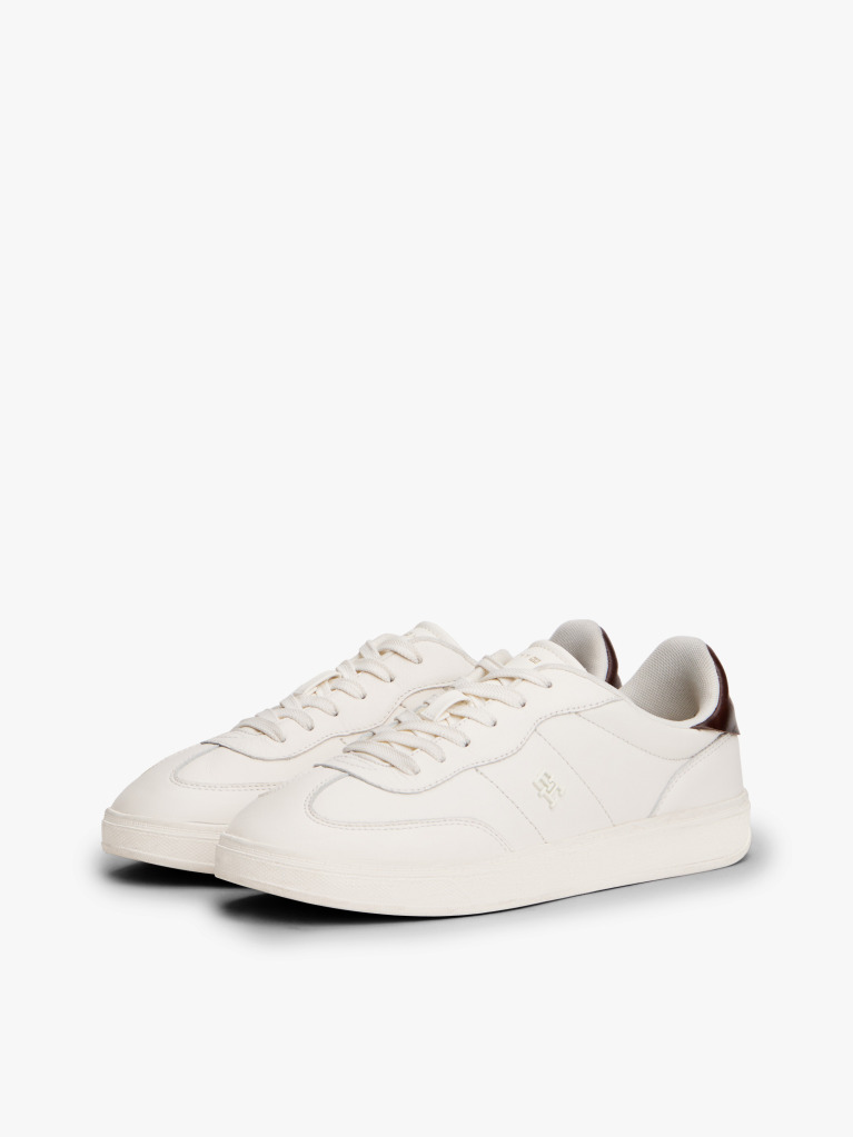 White Heritage Shiny Leather Trainers  Women