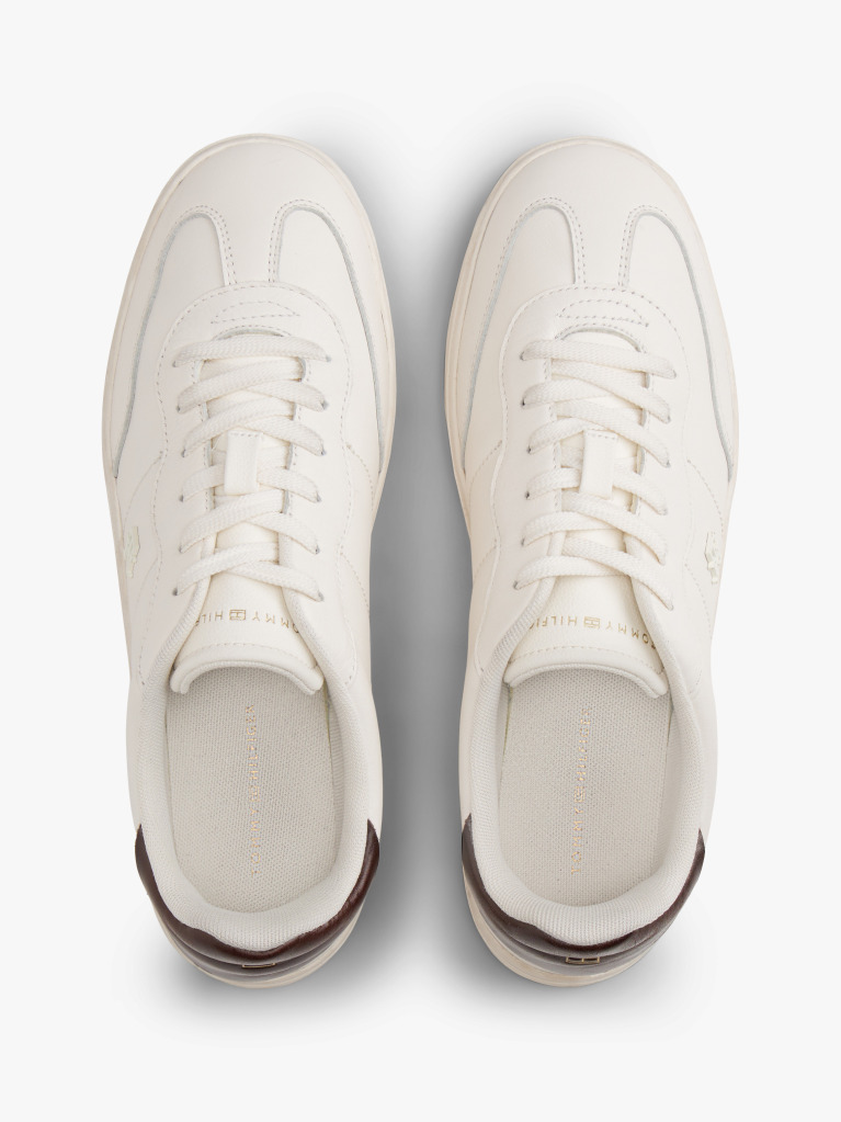 White Heritage Shiny Leather Trainers  Women