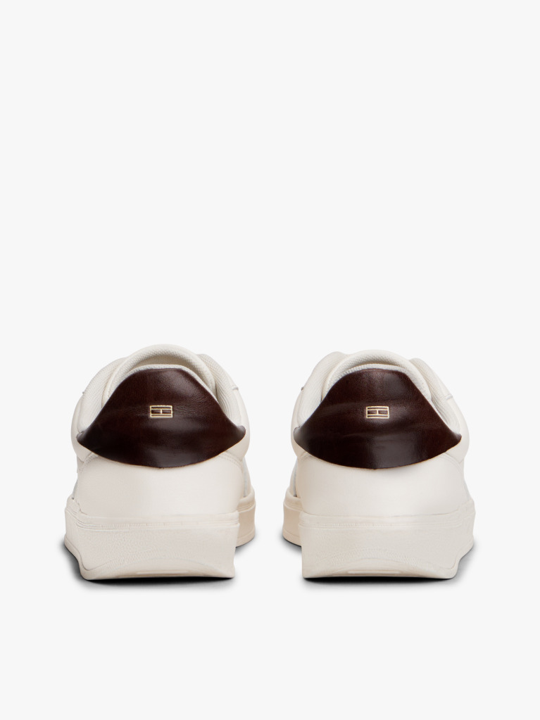 White Heritage Shiny Leather Trainers  Women