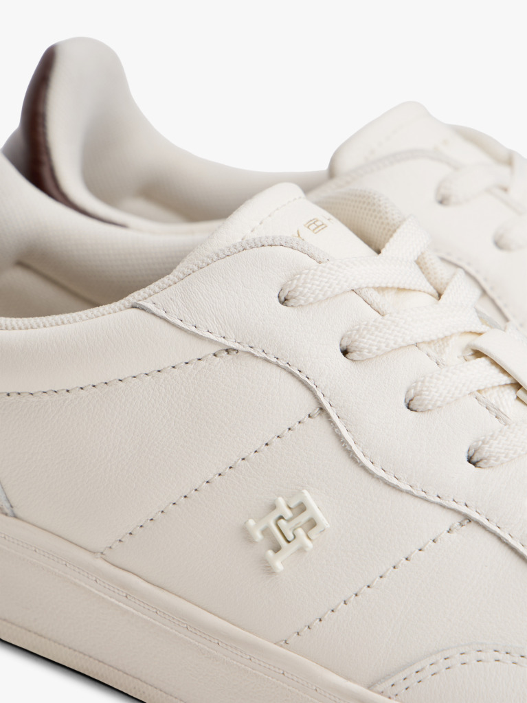 White Heritage Shiny Leather Trainers  Women