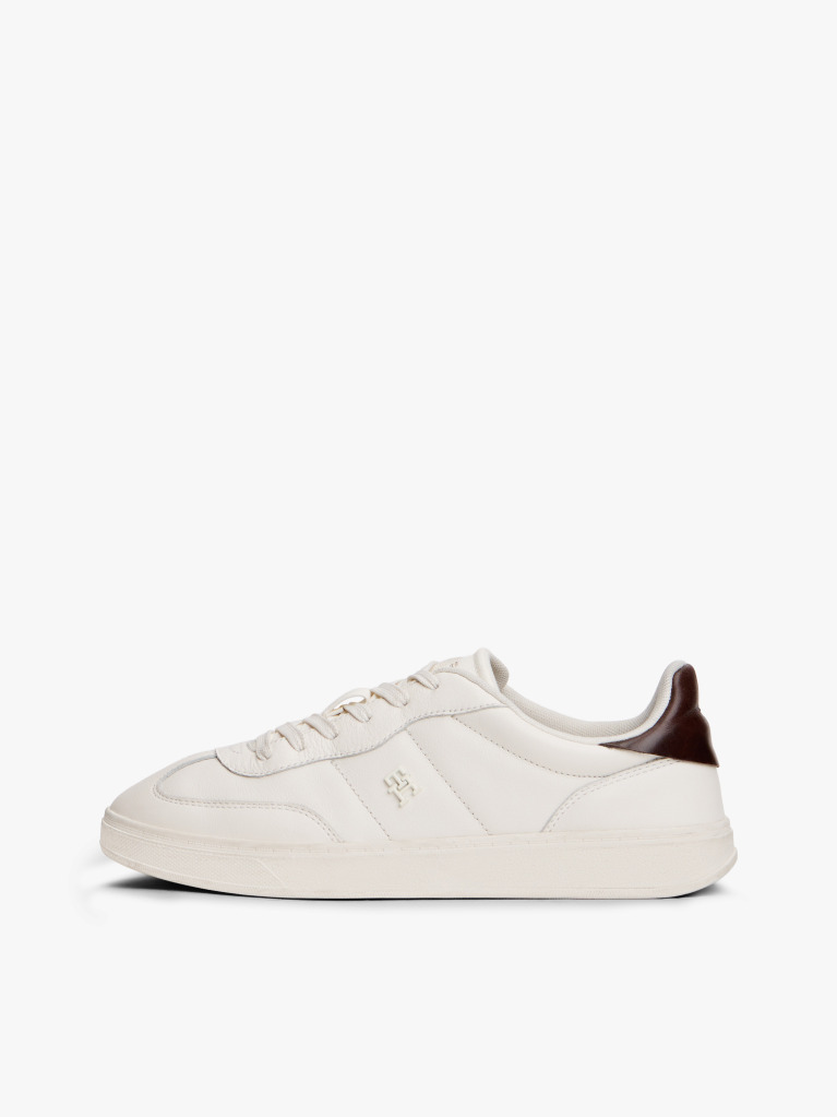 White Heritage Shiny Leather Trainers  Women