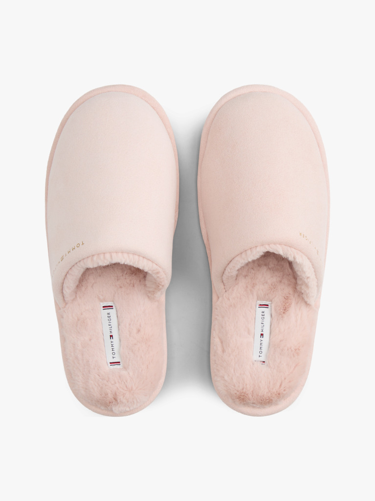 Pink Microsuede Logo Slippers  Women