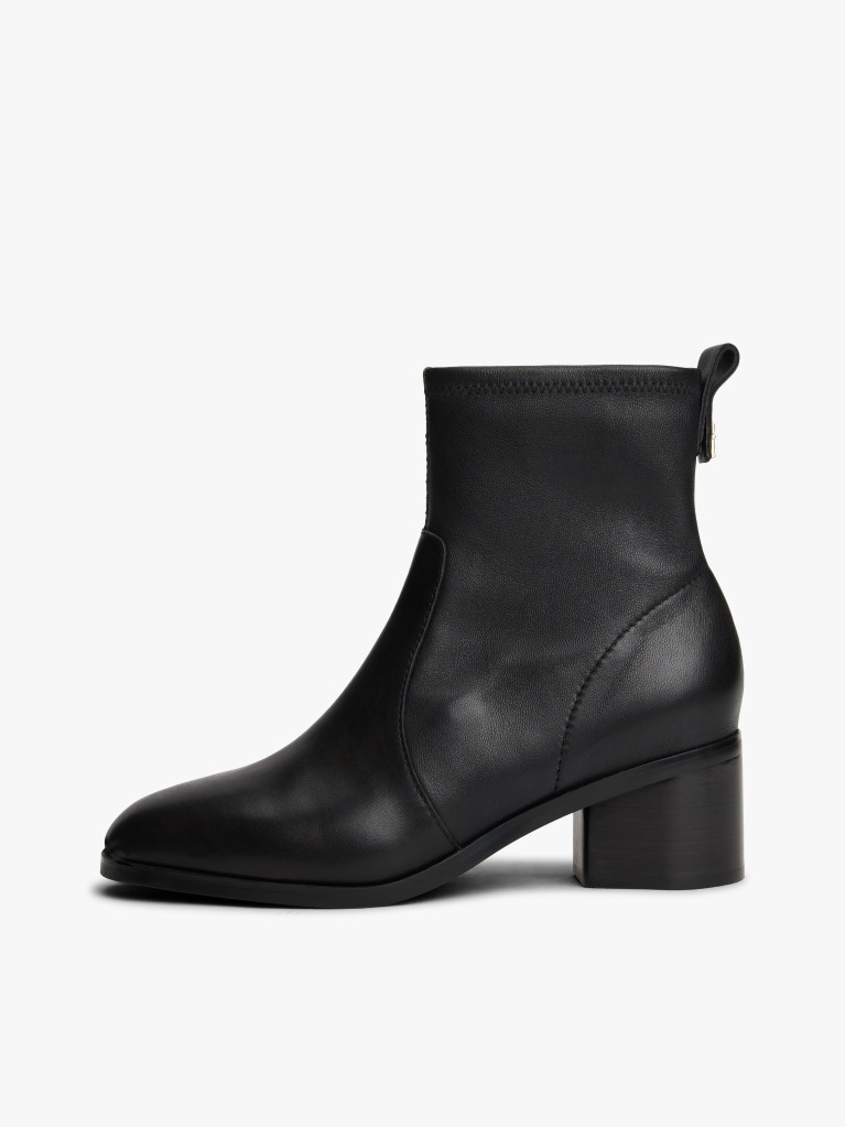 Black Leather TH Monogram Plaque Ankle Boots  Women