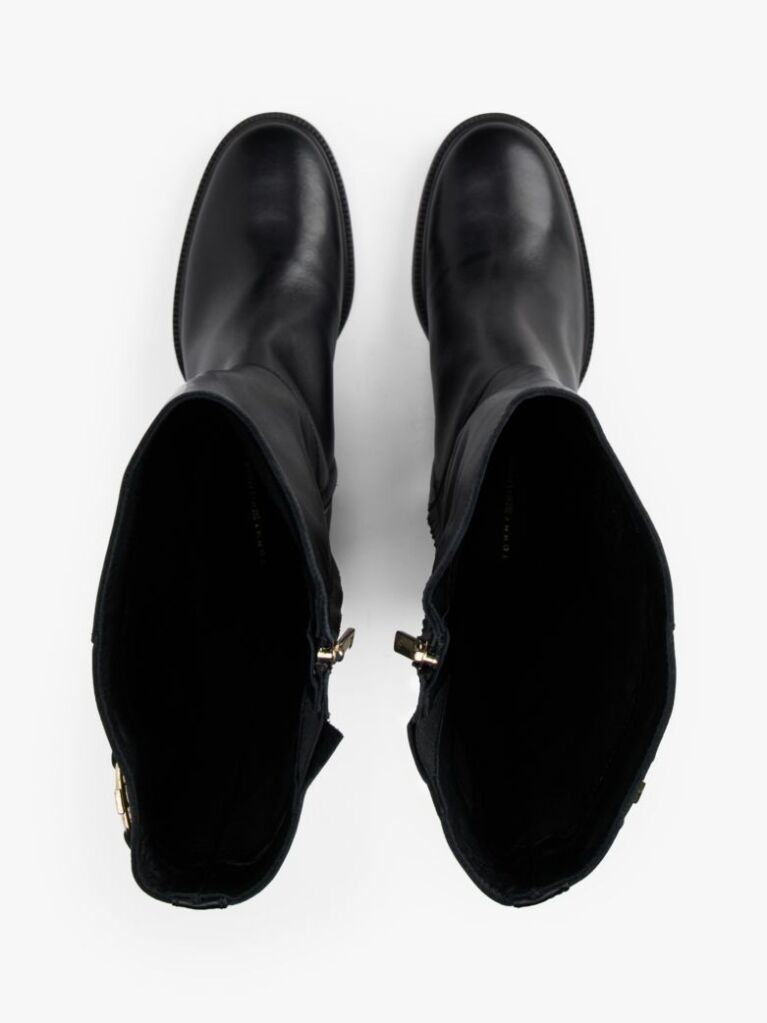 Black Leather TH Monogram Horsebit Knee-High Boots  Women