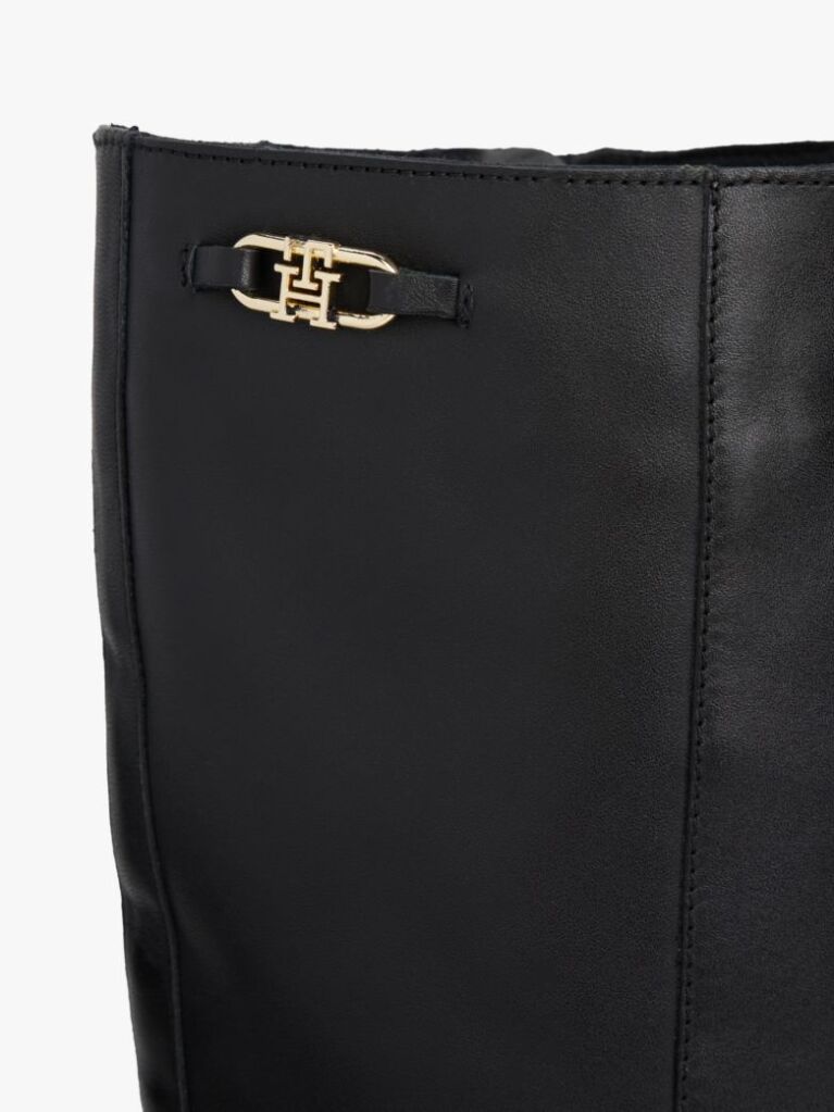 Black Leather TH Monogram Horsebit Knee-High Boots  Women
