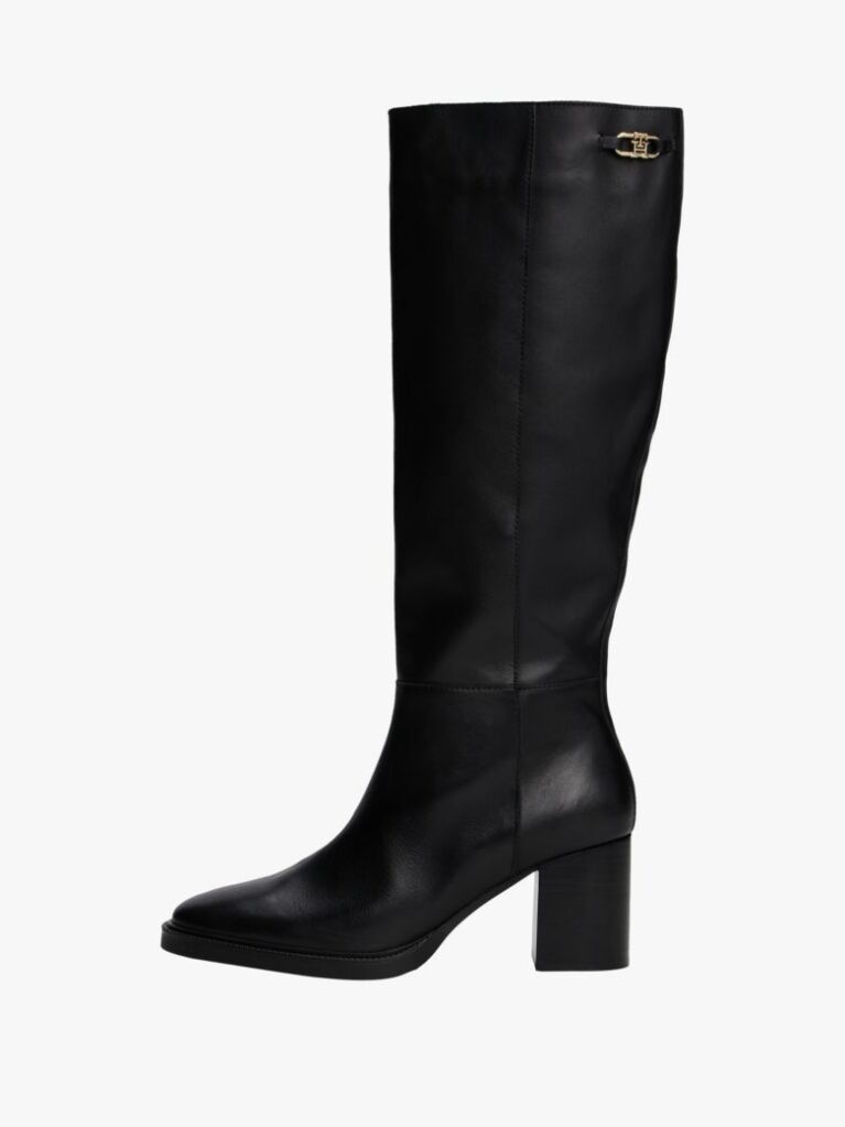 Black Leather TH Monogram Horsebit Knee-High Boots  Women