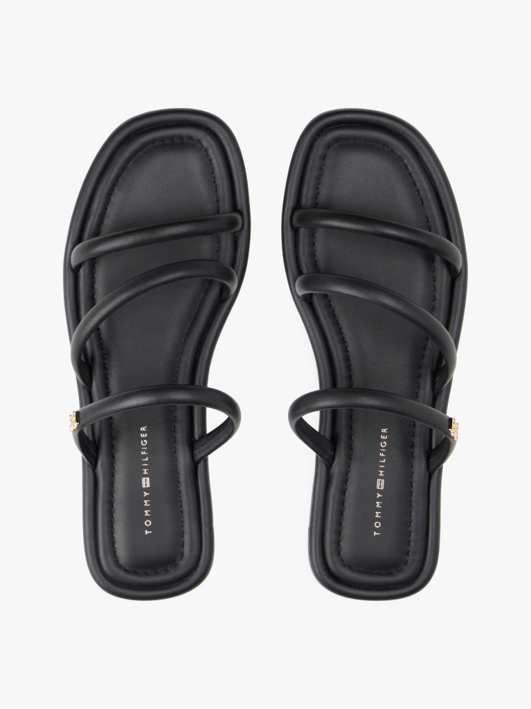 Black Leather Strappy Mules  Women