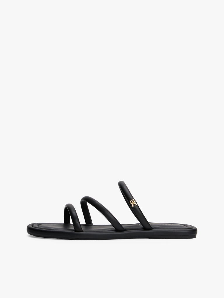 Black Leather Strappy Mules  Women