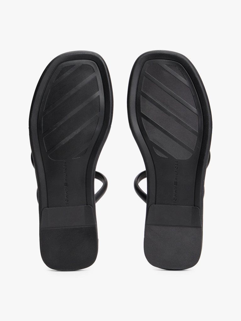 Black Leather Strappy Mules  Women