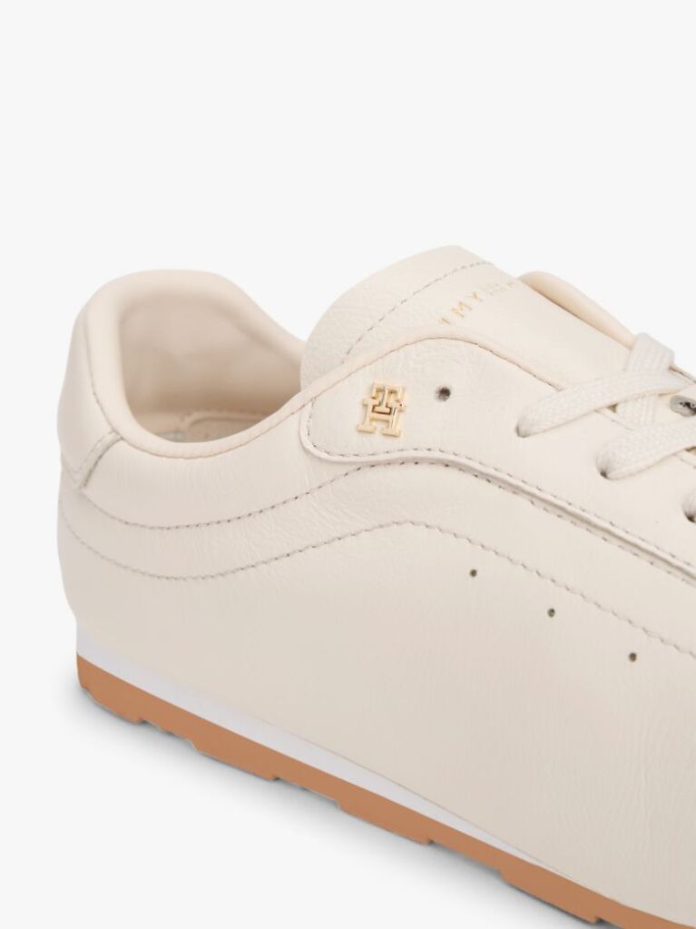 Beige TH Monogram Low Profile Leather Trainers  Women