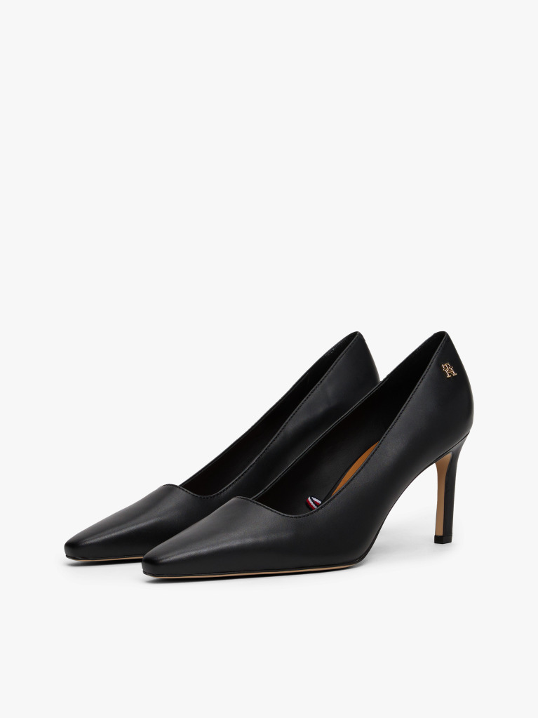 Black Leather TH Monogram Stiletto Heels  Women