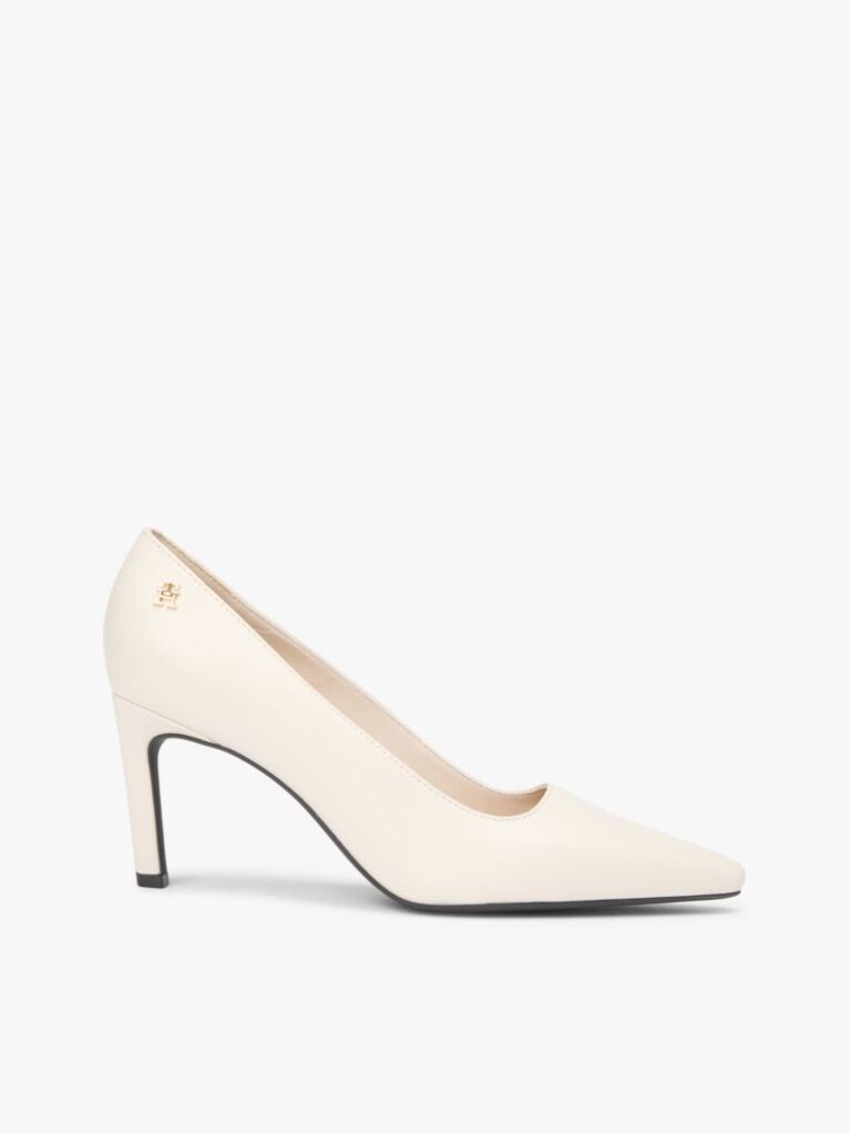 Beige TH Monogram Plaque Leather High Heels  Women
