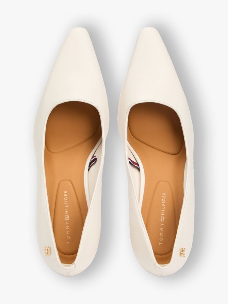 Beige TH Monogram Plaque Leather High Heels  Women