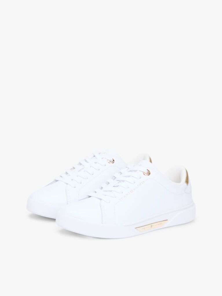 White Leather Court Sneakers  Women