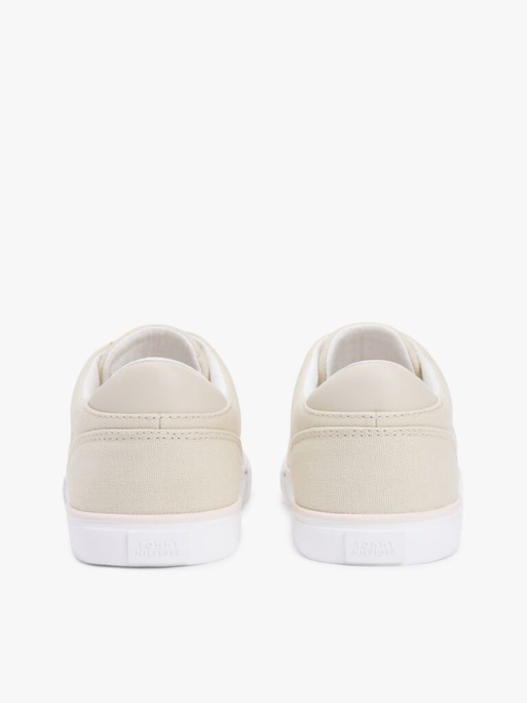 Beige Low Profile Canvas Lace-Up Trainers  Women