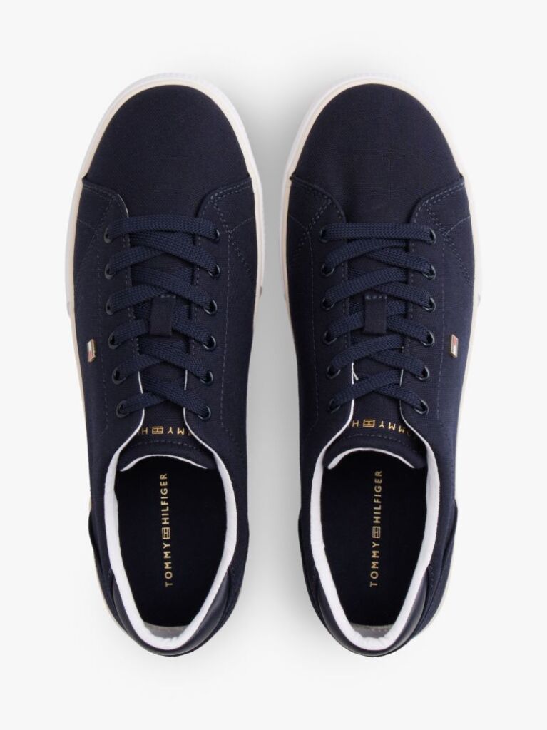 Blue Low Profile Canvas Lace-Up Trainers  Women