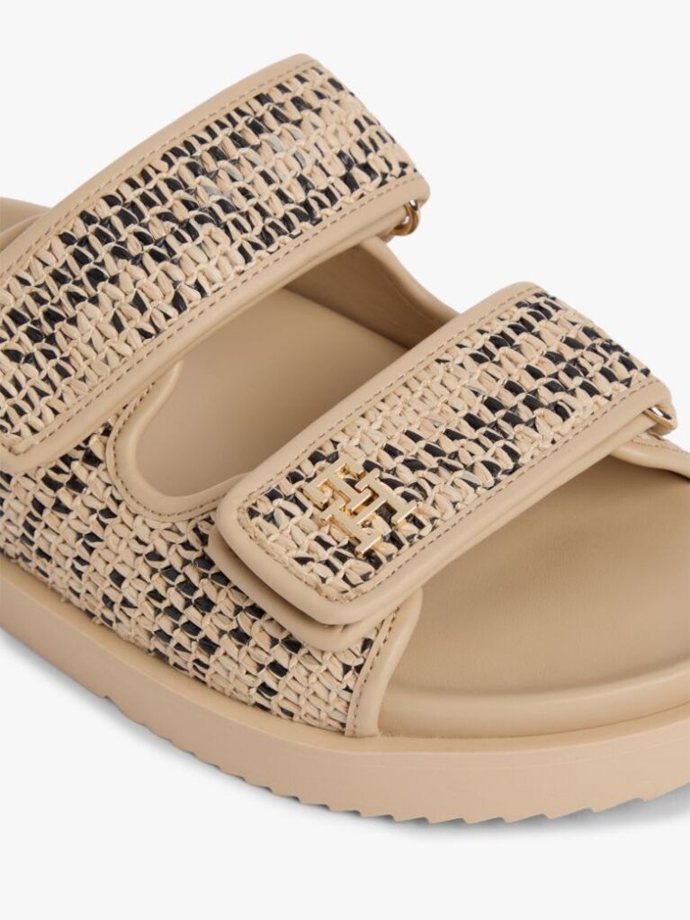 Multi Raffia TH Monogram Double Strap Sandals  Women