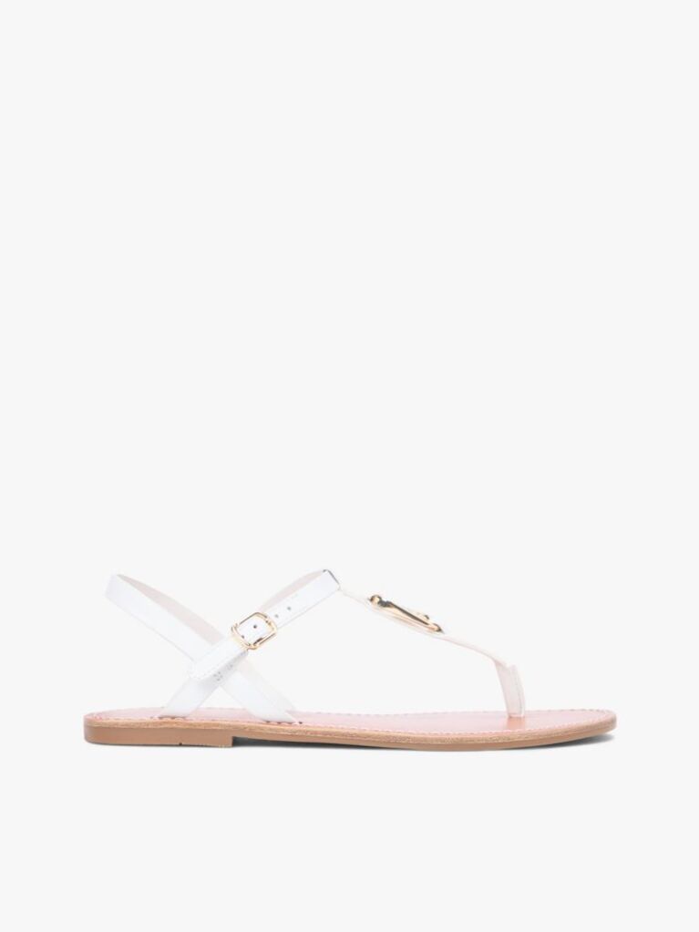 White Leather TH Monogram Strap Sandals  Women