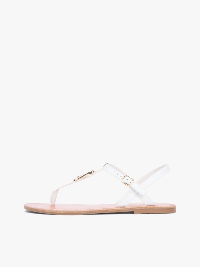 White Leather TH Monogram Strap Sandals  Women