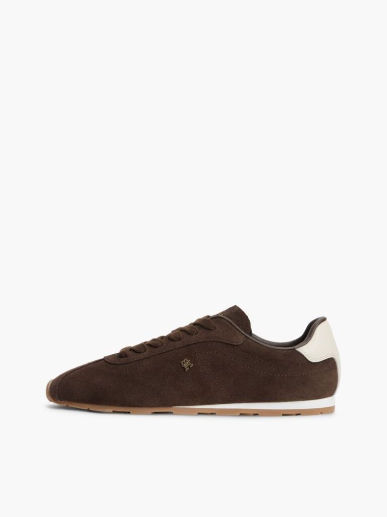 Brown Suede TH Monogram Low Profile Trainers  Women