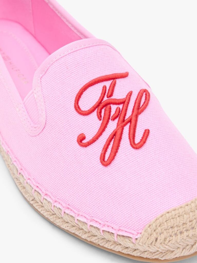 Pink Logo Embroidery Canvas Espadrilles  Women