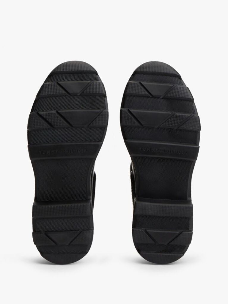 Black Rubberised Flag Cleat Rain Boots  Women