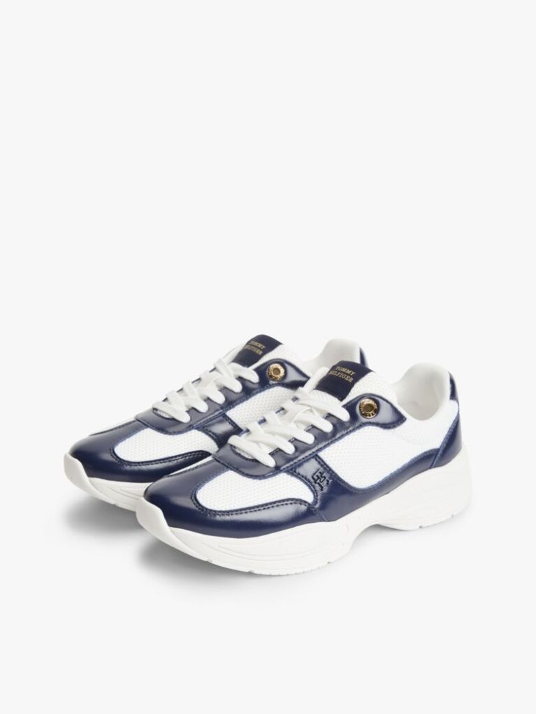 Multi TH Monogram Mixed Texture Leather Trainers  Women