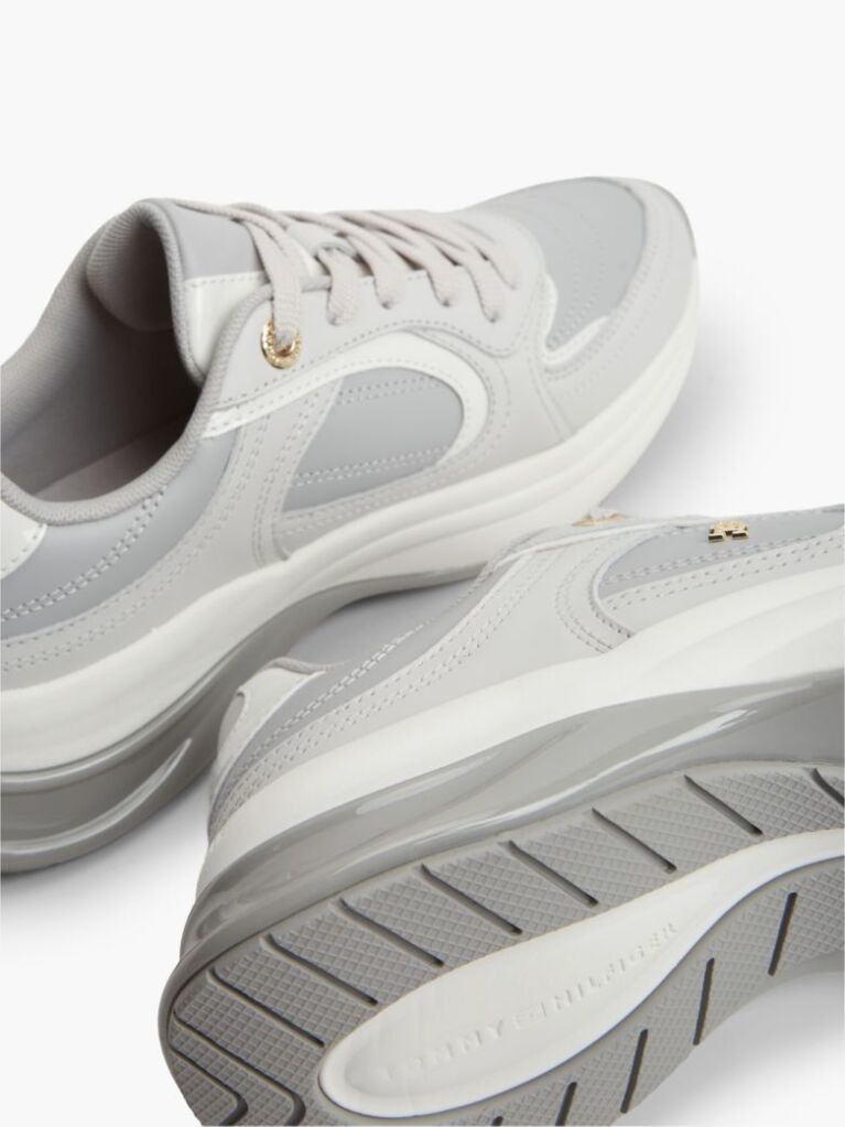 Grey TH Monogram Leather Chunky Trainers  Women