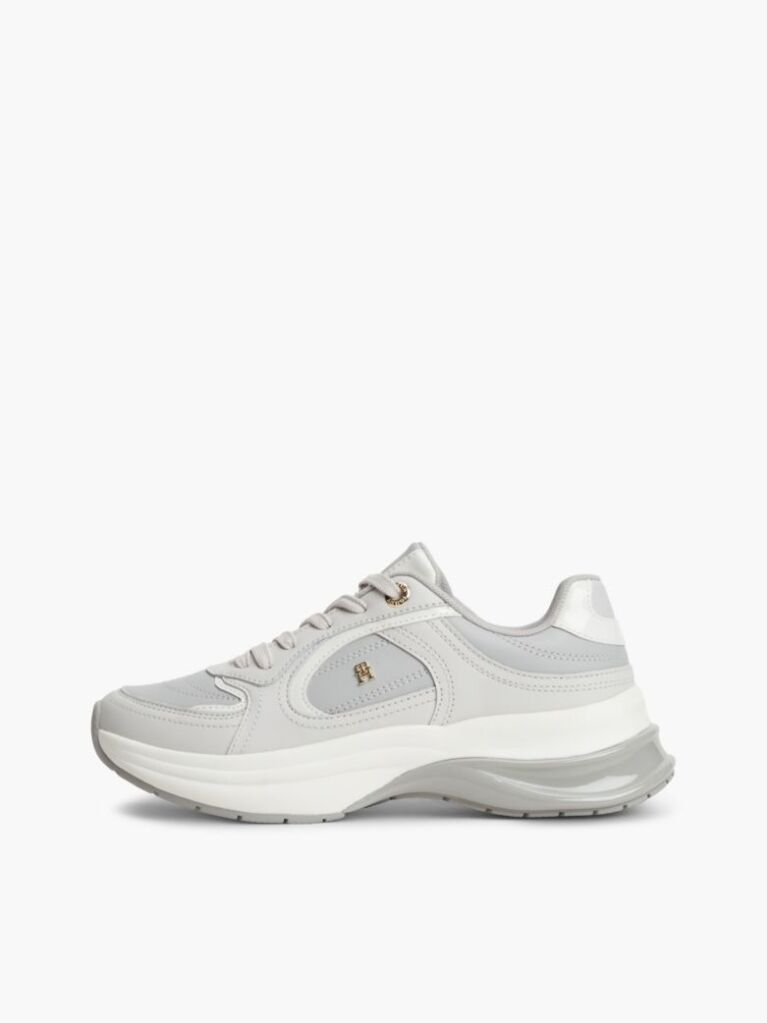 Grey TH Monogram Leather Chunky Trainers  Women