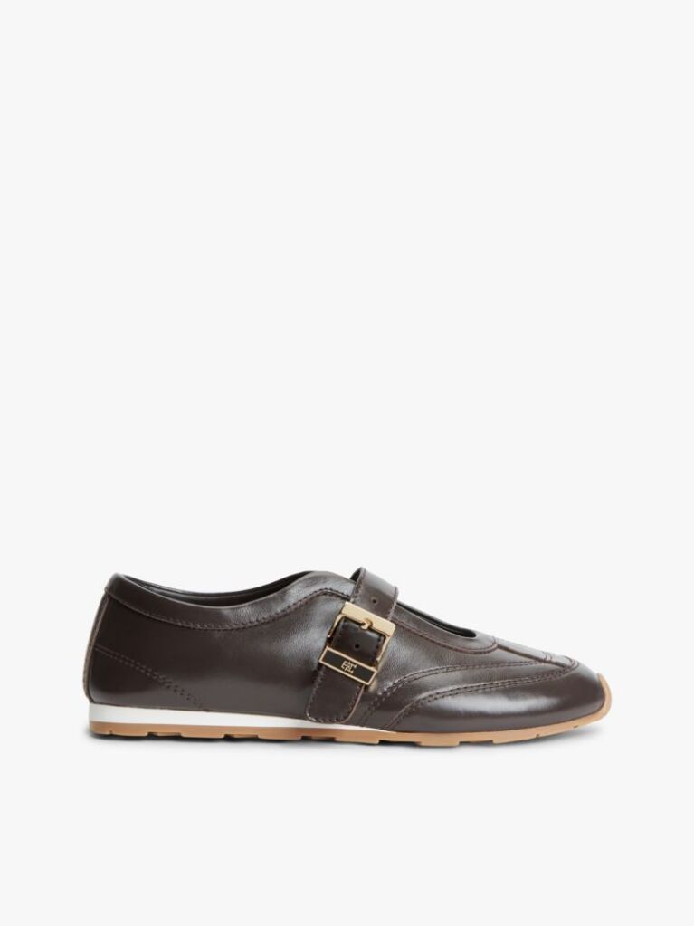Brown Leather Mary Jane Trainers  Women