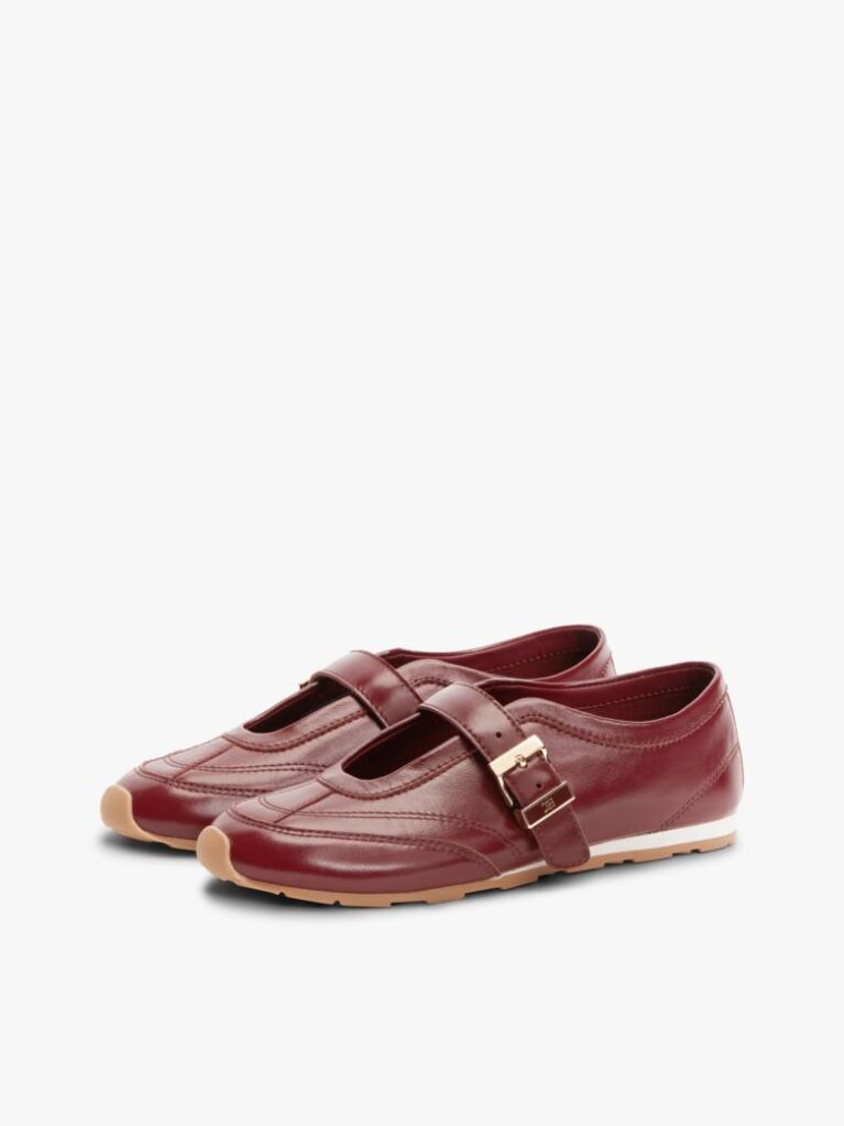 Red Leather Mary Jane Trainers  Women