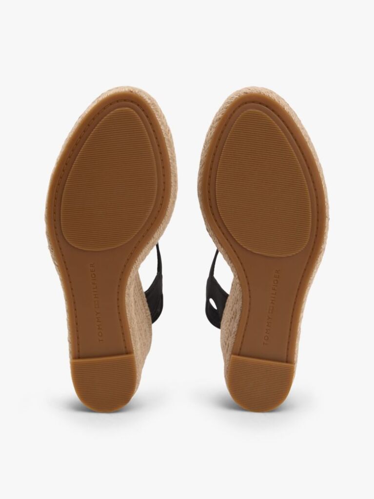 Black Satin TH Monogram Wedge Espadrilles  Women