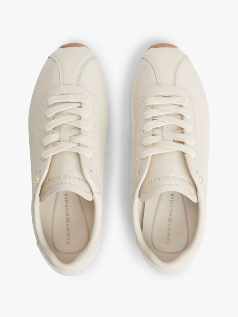 Beige TH Monogram Plaque Leather Trainers  Women