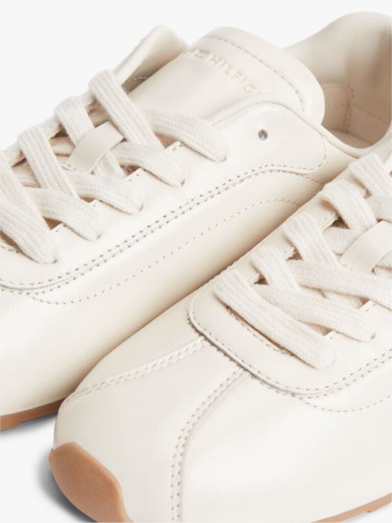 Beige TH Monogram Plaque Leather Trainers  Women