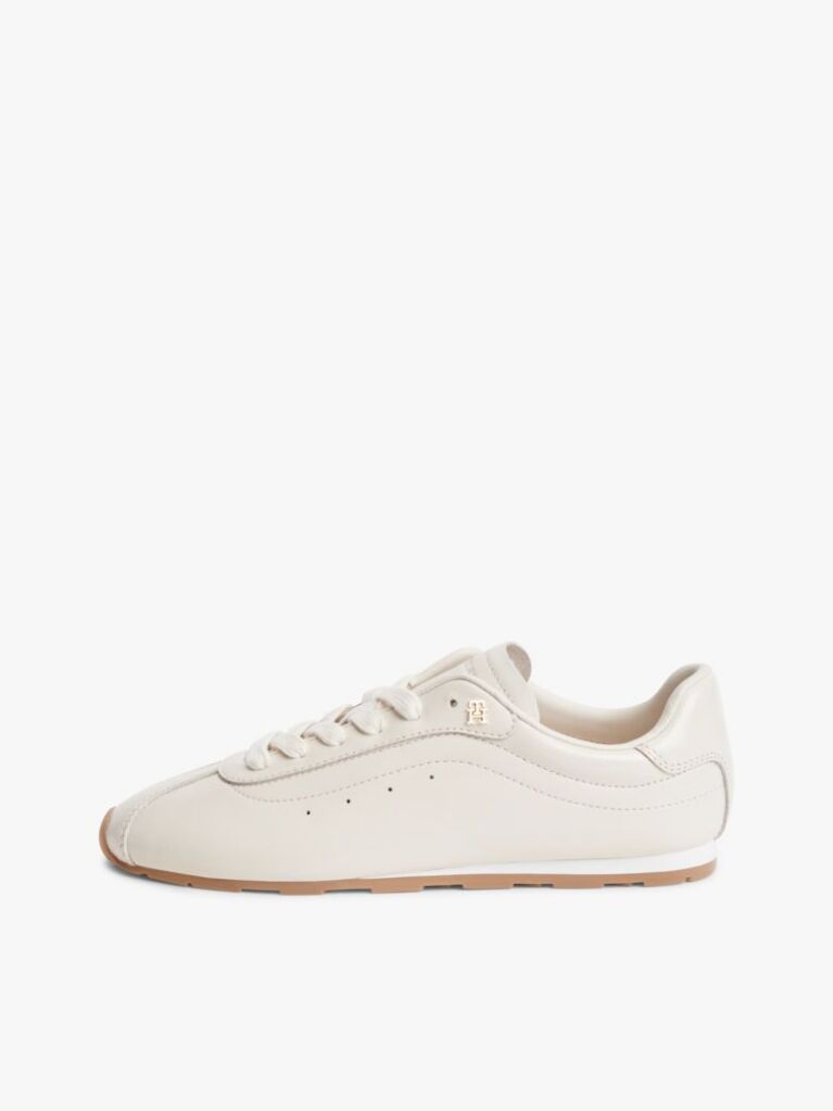 Beige TH Monogram Plaque Leather Trainers  Women