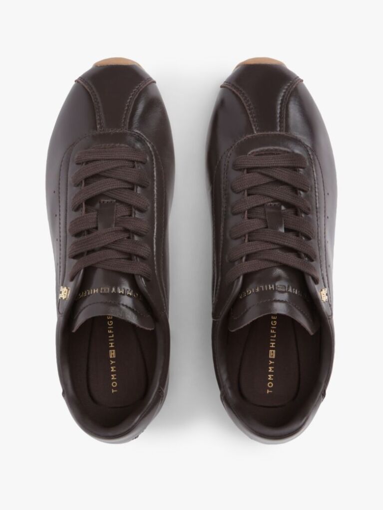 Brown TH Monogram Plaque Leather Trainers  Women
